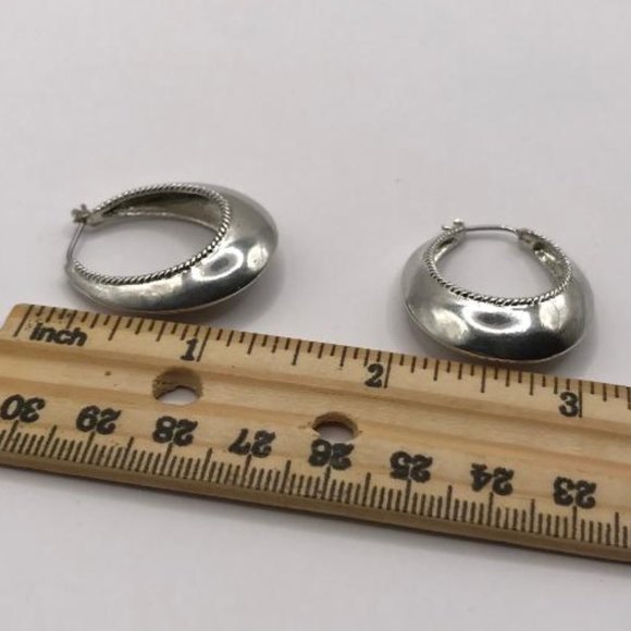 LC Sterling (925) Silver Chunky Hoop Earrings - Picture 6 of 10